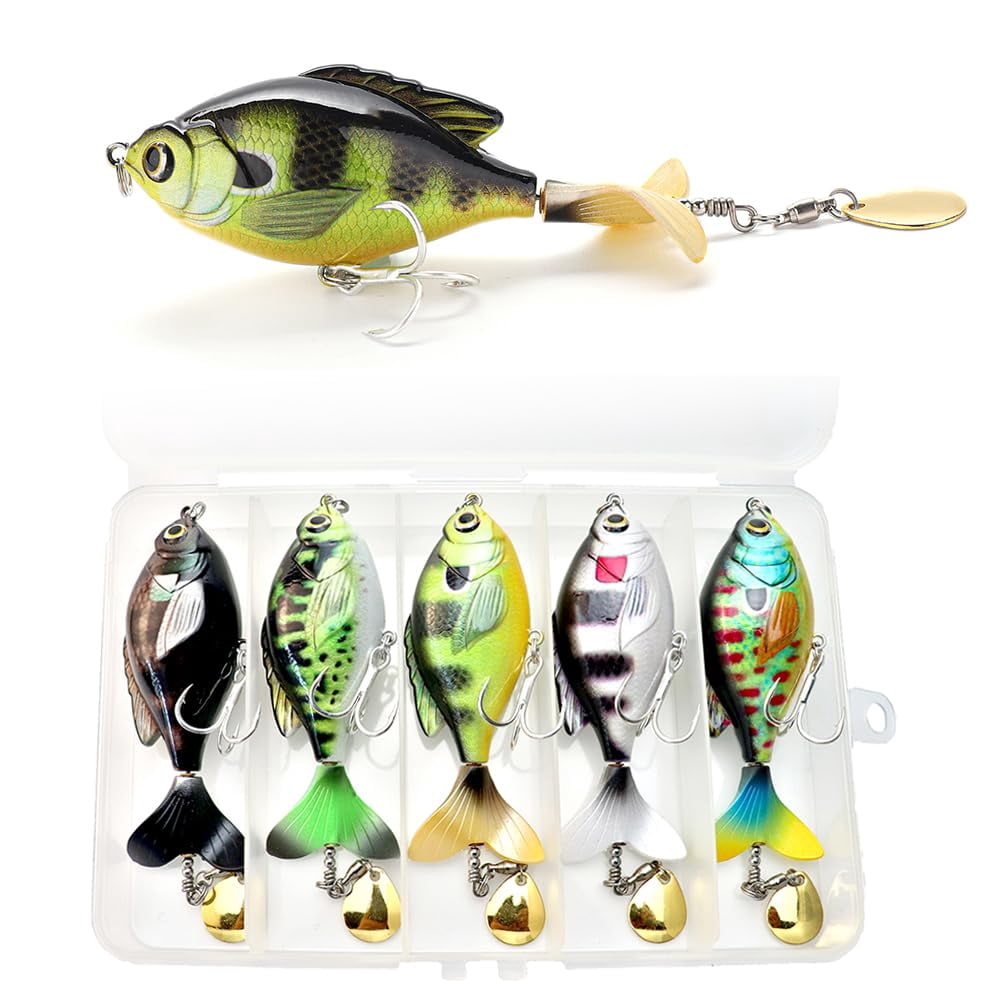 5pcs Topwater Fishing Lures For Bass With Storage Box  Whopper Popper Lure Catfish Pike Perch Floating Pencil Bait Rotating Tail Freshwater