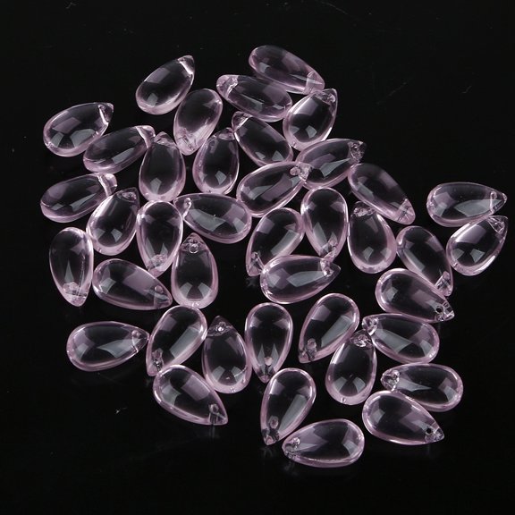 5pcs Transparent Glass Beads Top Drilled Teardrop Flamingo 14x8mm Hole: 1mm 5pcs/bag 1bag/set