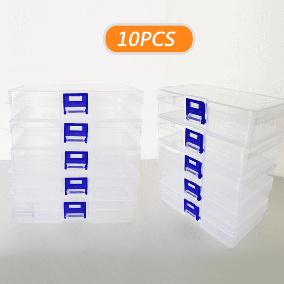 5pcs Transparent Lockable Empty Box, Rectangular Plastic Storage Box, PP Packaging Parts Box, Stationery Storage Box With Lid