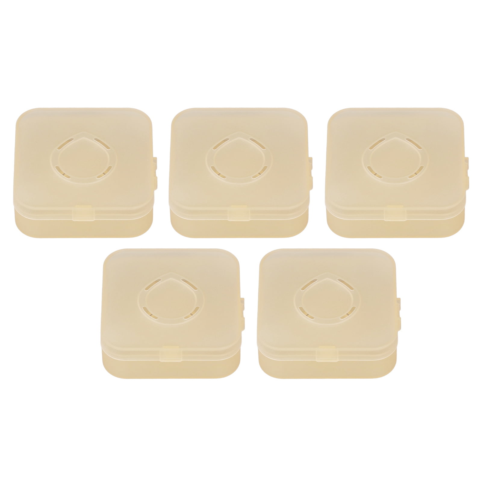 5pcs Transparent Yellow Dustproof Powder Puff Storage Box Holder