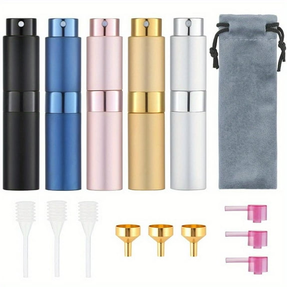 5pcs Travel Perfume Atomizer Refillable Travel Cologne Sprayer Mini Perfume Bottle Empty Small