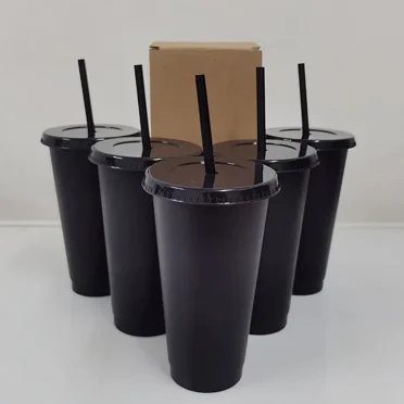 5pcs Tumblers With Lids And Straws Reusable Plastic Cups Iced Coffee Large Water Bottle Party Cold Mug Summer Drinkware 컵