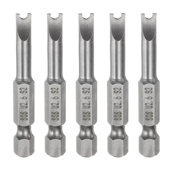 5pcs U Shape Screwdriver Bits U 2.6 1/4" Hex Shank 2" Insert Bits S2 Magnetic U Type Screwdriver for Electronic Appliances