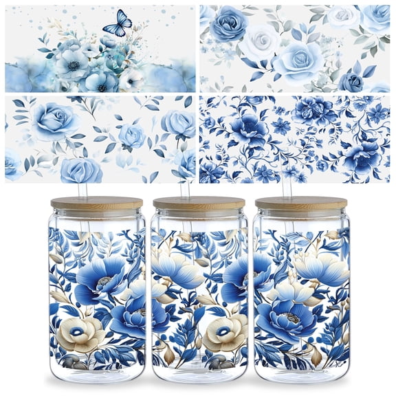 5pcs UV DTF Cup Sticker, Transfer Stickers For Glass, UV DTF Transfer Waterproof Stickers For 16OZ Glass
