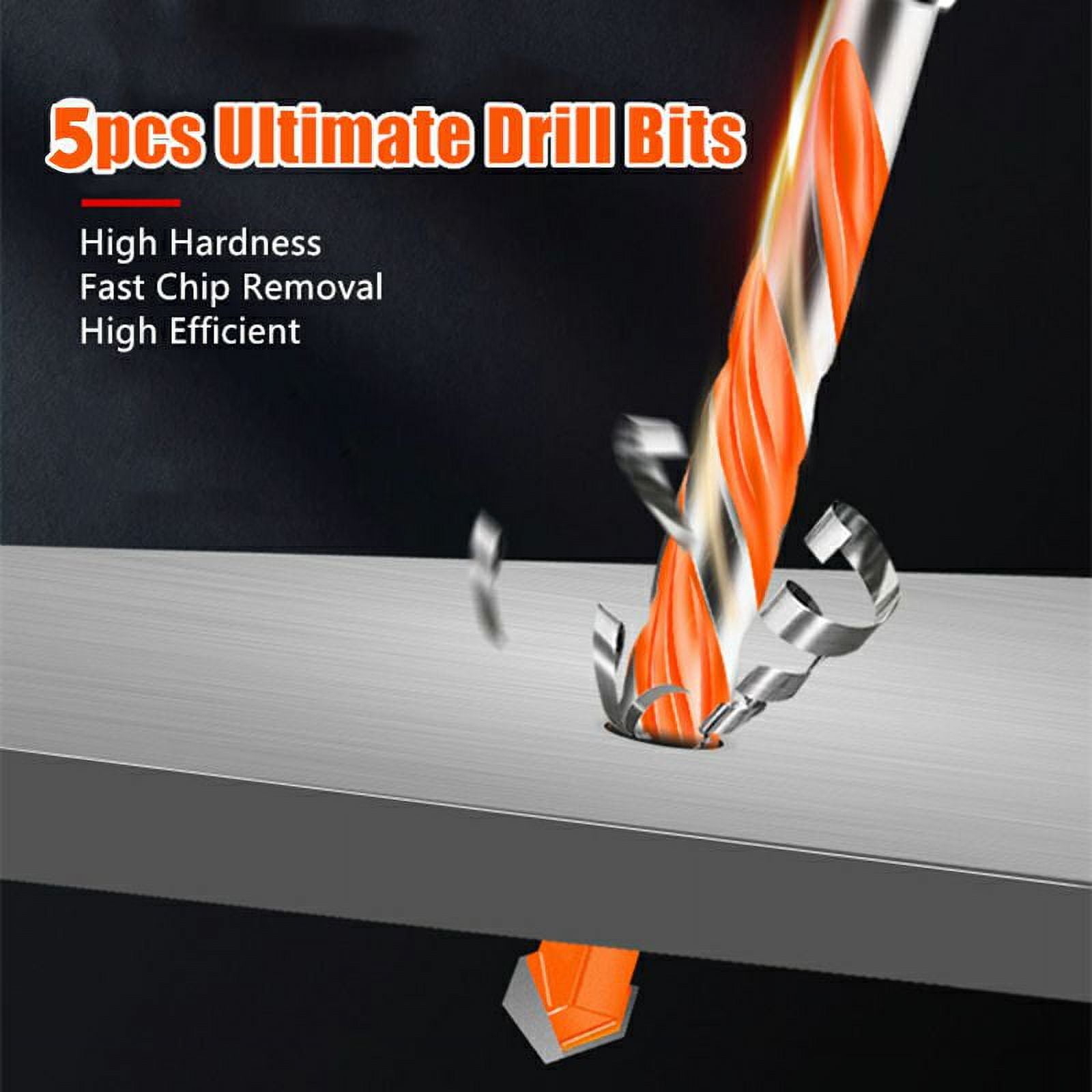 5pcs Ultimate Punching Drill Bits Set for Tile Concrete Brick Glass Plastic Wood Walmart