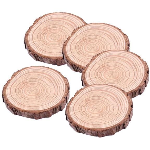 5pcs Unfinished Wood Slices DIY Craft For Birthday Party, Christmas Tree Accessories 7-8cm