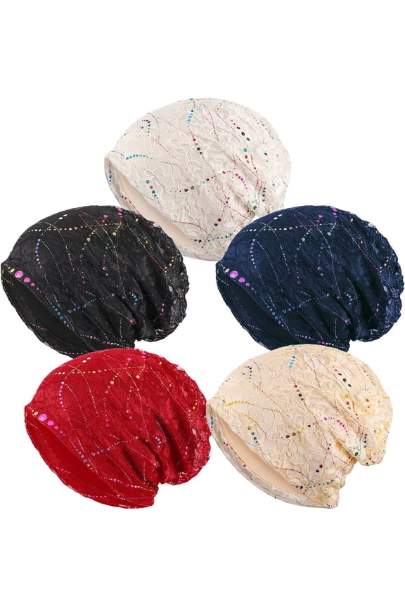 5pcs Unisex Beanie Hats, Classic Chemo Hip-Hop Soft Lightweight Running Cap Sleep Skull Hat