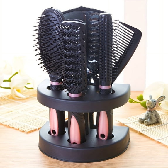 5pcs Unisex Professional Hair Styling Set, Scalp Massage, Detangling Brushes, Airbag Comb, Makeup Mirror, Unscented, for Normal Relaxed Textured Hair