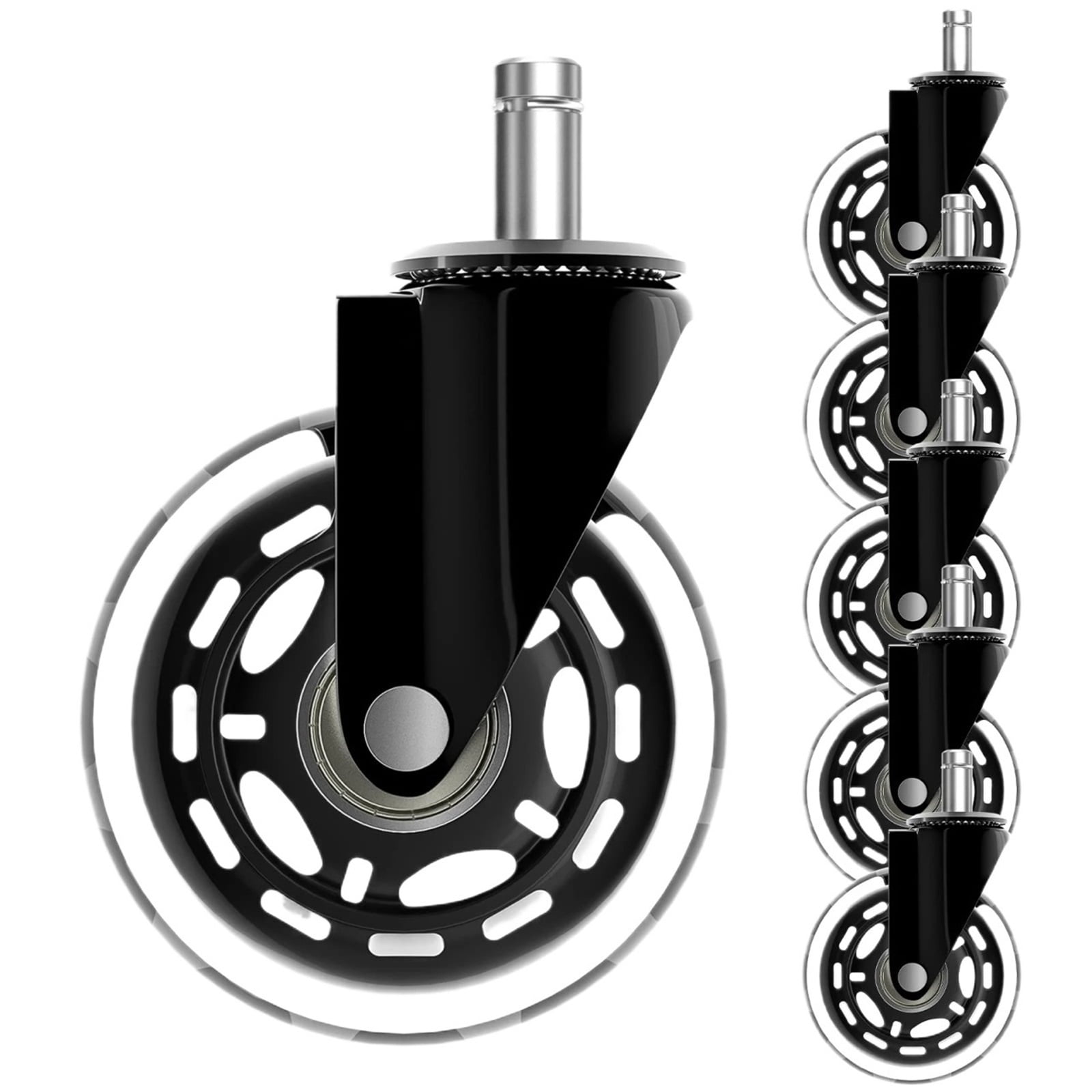 5pcs Universal Furniture Casters Wheels 3 Inch Rubber 360 Degree Rotatable Safe Rollers Quiet Rolling Office Chair Caster Wheels ,Quiet and Smooth