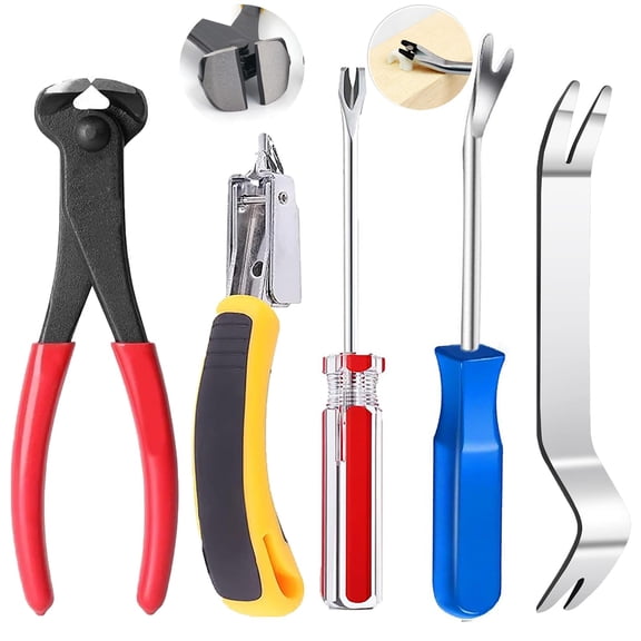 5pcs Upholstery Staple Remover Tool with Nail Puller Pliers Tack Puller Staple Puller, Nail Remover Tool for Furniture Floor Carpet Wall Wooden Case Photo Frame,Zipper Package.