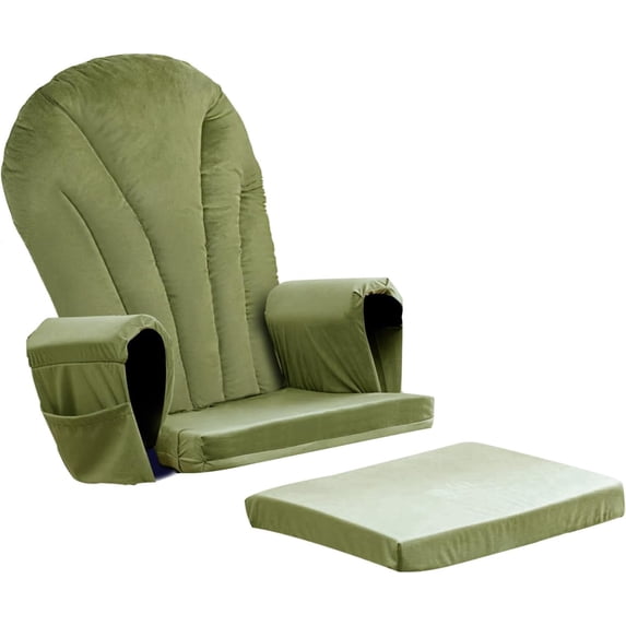 5pcs Velvet Glider Rocking Chair Replacement Cushion Set Soft Non-Slip w Pockets