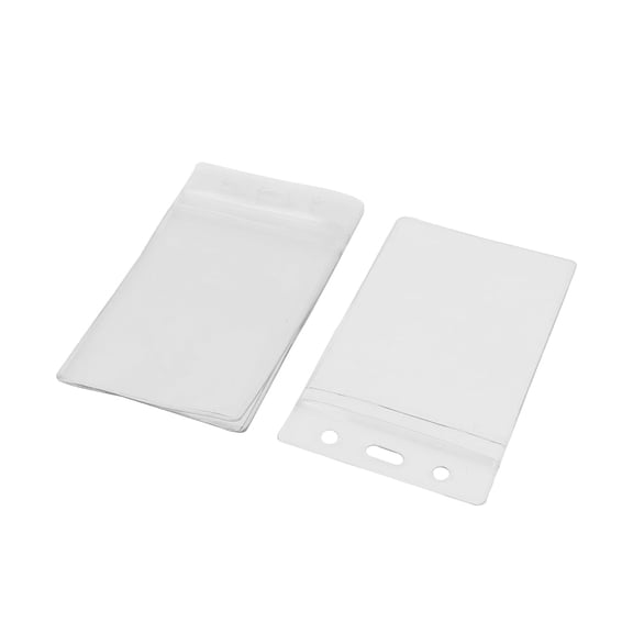 5pcs Vertical Clear Plastic ID Card Name Business Badge Holders Case