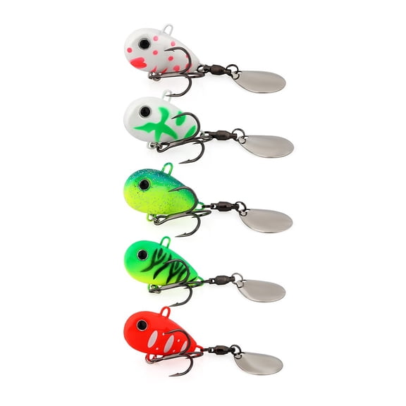 5pcs Vib Metal Spinner Tail Swimbait with Spinner Blade Long Casting Hard Bait