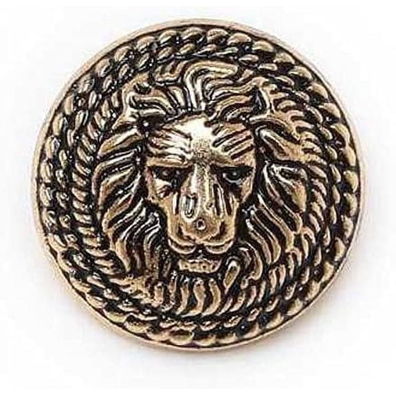 5pcs Vintage Lion Pattern Shank Metal Button Round for Sewing Clothing Suits Blazer Jacket Uniform Handwork (Antique Gold, 18mm)
