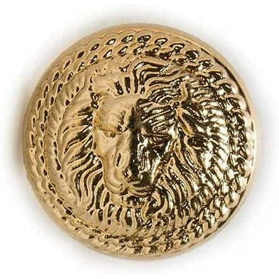 5pcs Vintage Lion Pattern Shank Metal Button Round for Sewing Clothing Suits Blazer Jacket Uniform Handwork (Golden, 15mm)