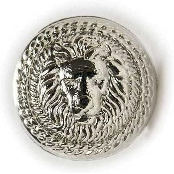 5pcs Vintage Lion Pattern Shank Metal Button Round for Sewing Clothing Suits Blazer Jacket Uniform Handwork (Silver, 15mm)