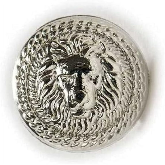 5pcs Vintage Lion Pattern Shank Metal Button Round for Sewing Clothing Suits Blazer Jacket Uniform Handwork (Silver, 23mm)