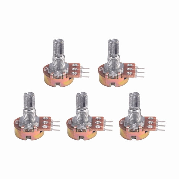 5pcs WH148 Potentiometer Variable Resistor 3Pins Single Turn Dual Turn Taper Potentiometer Kits Long Shaft Short Shaft-B100K Single Turn-20mm shaft