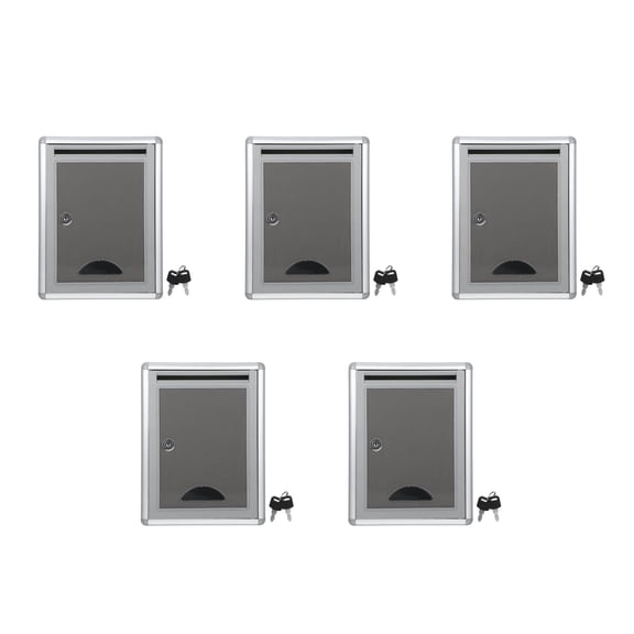 Foxnovo Aluminium Alloy Mailbox Grey Wall Mountable for Ballots and Mail 5Pcs