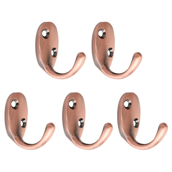 5pcs Wall Hooks Zinc Alloy Hook Caps Coat Key Towel Wall Bathroom DIY Hanger w Screws Red Copper
