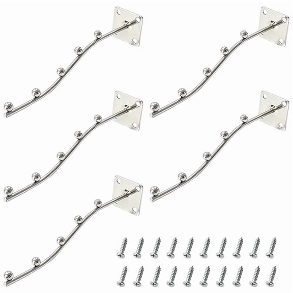 5pcs Wall Mount Waved Waterfall Hanger Rack 5 Beads Garment Display Hook with Screws