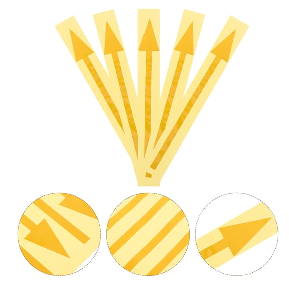 5pcs Waterproof Directional Arrow Signs Yellow PVC Reflective Stickers for Postal Use