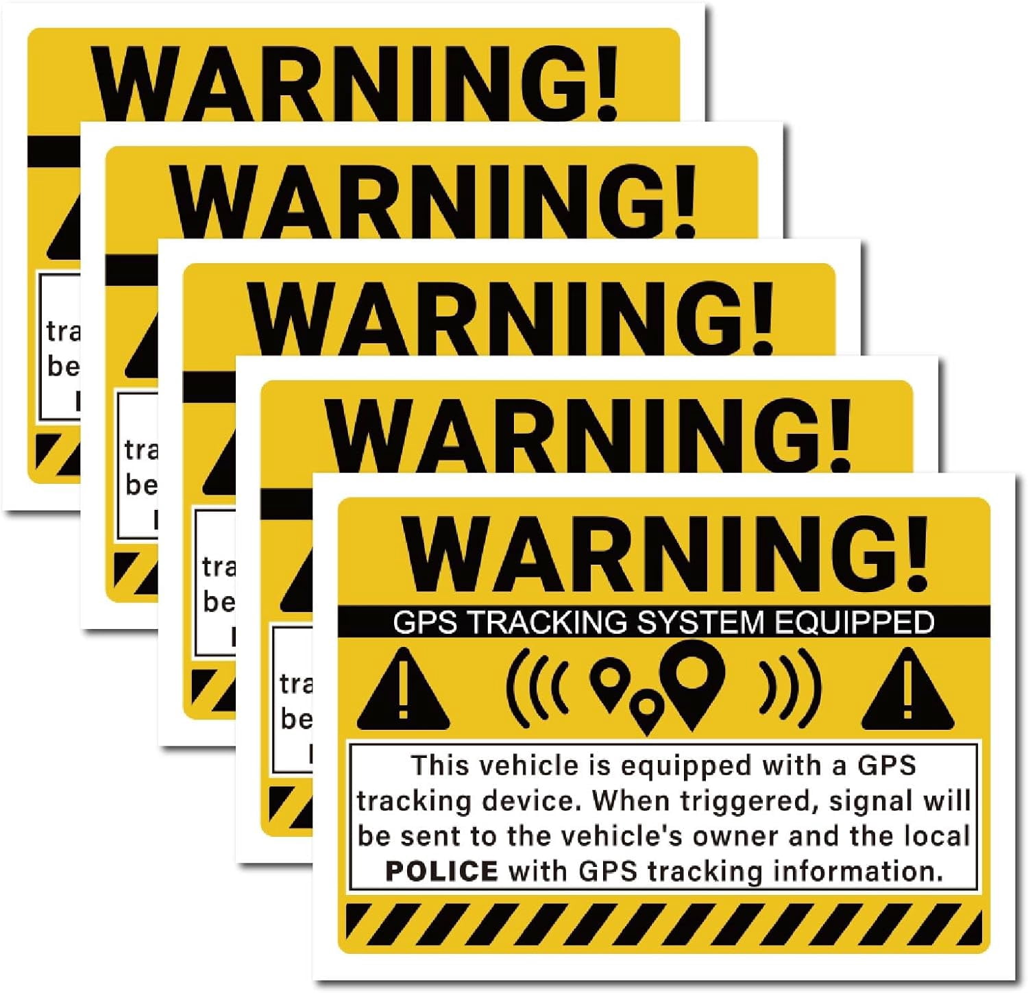 Objectum Warning Sign Sticker 5pcs Waterproof PVC Warning Sign Stickers Vinyl 25x17.5cm Plastic ...