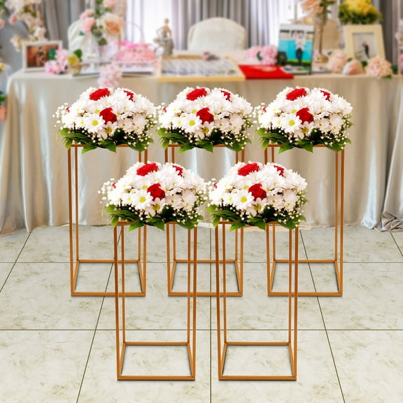 5pcs Wedding Flower Stand, Gold Flower Holder, Rectangular Flower Rack