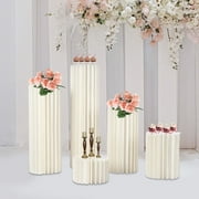 5pcs Wedding Flower Stand, Modern Geometric Column Cylinder Cardboard Plant Stand for Wedding Party Decoration White