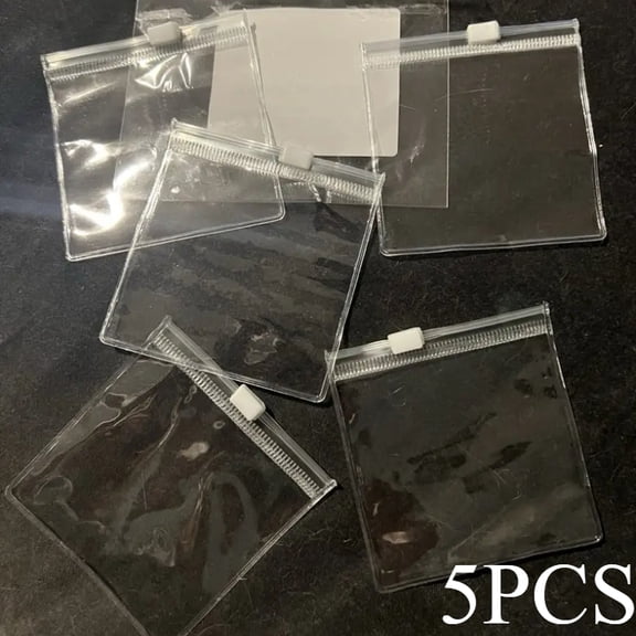 5pcs White Reusable Medicine Bags with Zipper - Self-Sealing Transparent Organizer | Hand Washable Durable Plastic for Medication, Jewelry, Toiletries - Compact Travel & Daily Storage