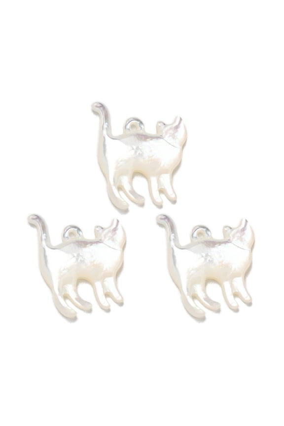 5pcs White Shell Pendants Cat Shape 17x14.5x3mm Hole: 1mm