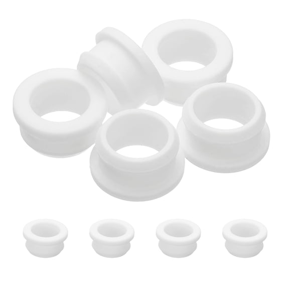 5pcs Wire Grommet, 24mm Mounting Dia Plastic Grommets Cable Snap Bushing Cable Mounting Hose Bushing Grommet Protector Fasteners Locking Silicone for Wire Cable Hose, White