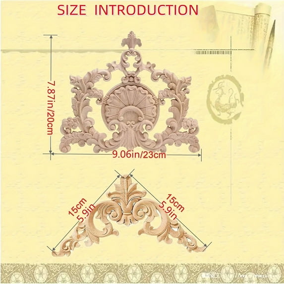 5pcs Wood Appliques Onlays Decorative for Furniture Wood Carved Onlay for Bed Door Cabinet Wardrobe Furniture Long Decoration (5pcs)