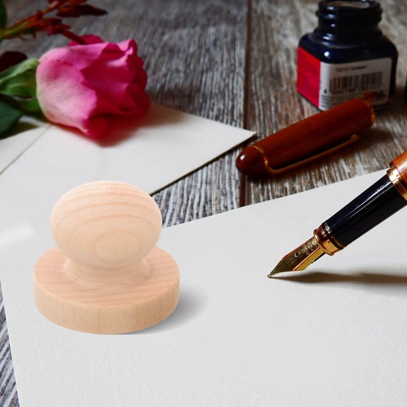 5pcs Wood Drawer Knobs Unfinished Cabinet Knobs Mushroom Shapeed Wooden Stamp Handle for DIY Wood Crafts 5CM