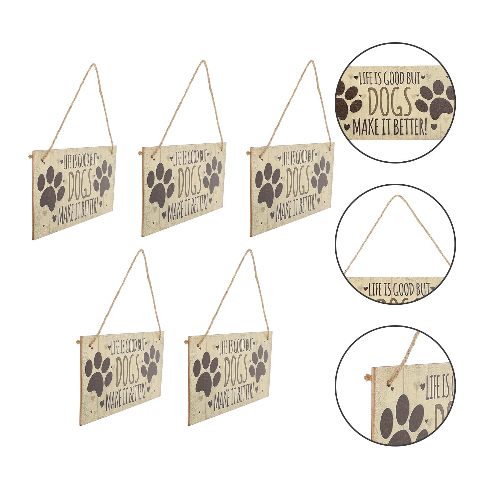 5pcs Wood Pet Warning Hanging Signs Funny Beware of The Dog Hanging ...