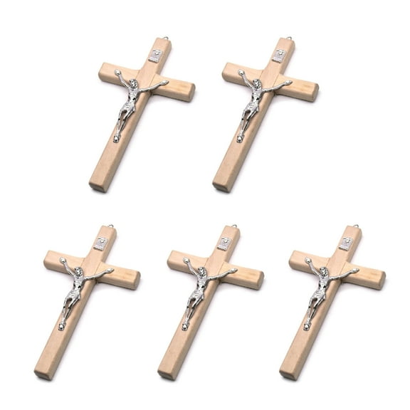 5pcs Wooden Christ Jesus for Cross Suffering Statue Religious Prayer Crucifix Hanging Pendant Hand Holding Jewelry
