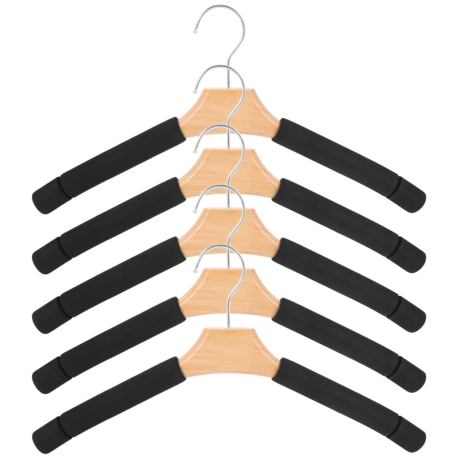 5pcs Wooden Hangers Sponge Padded Hangers for Shirts Suit Jackets Dress