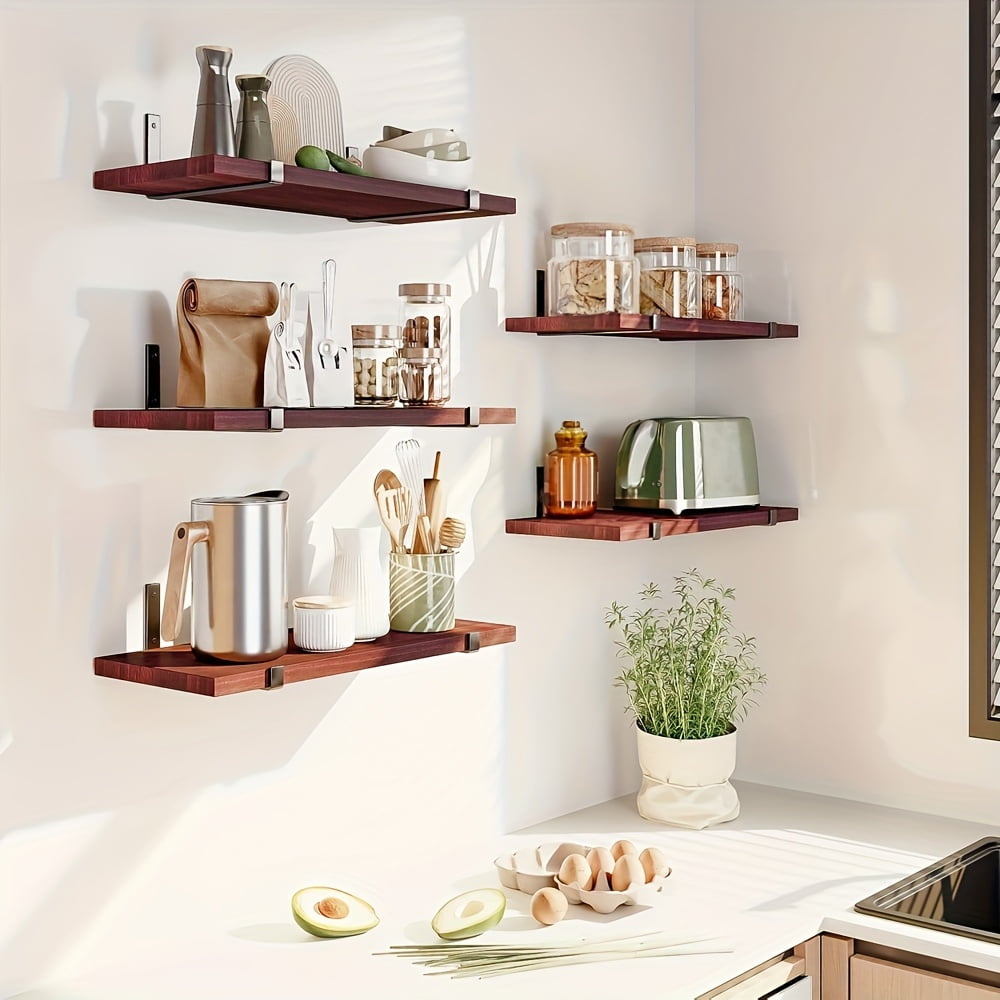 5pcs Wooden Hanging Wall Racks - Versatile Storage and Organization for ...