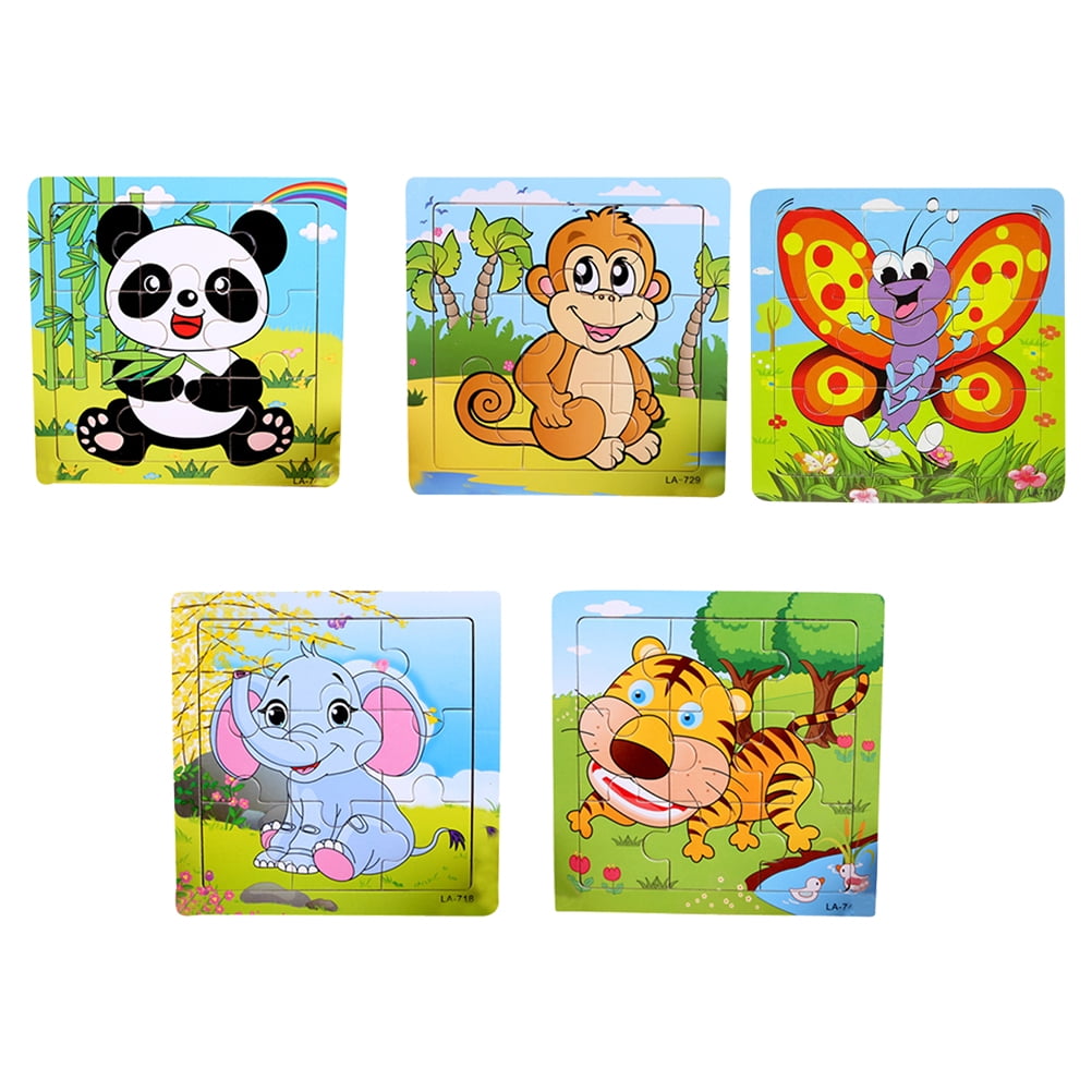 5pcs Wooden Puzzle Plaything Funny Puzzle Toy DIY Handmade Crafts