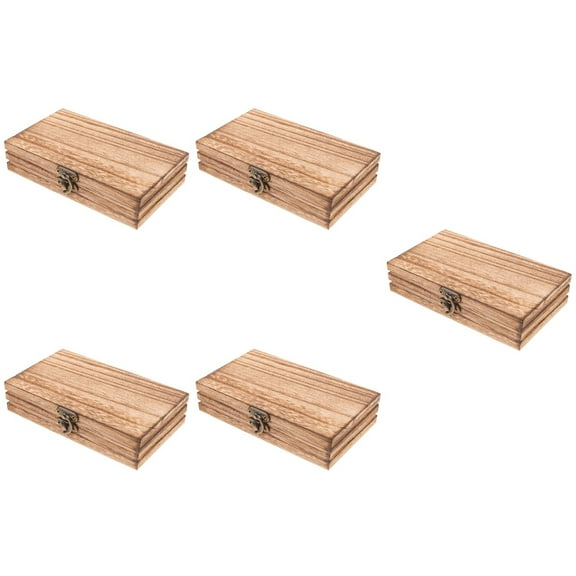 Set of 5 Wooden Storage Boxes with Lids - Eyeglasses Case, Keepsake Organizer, Wood Craft Storage Containers