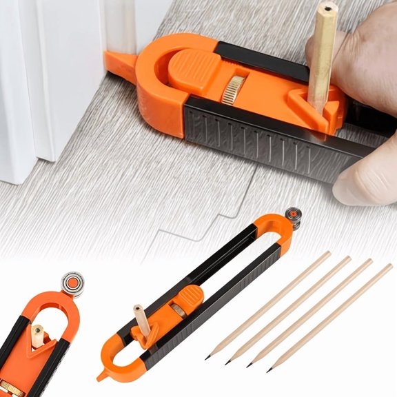 5pcs Woodworking Contour Gauge Scribe Tool Set, 1 Roller Profile Duplicator + 4 Pencils, Contour Gauge Scribe Tool with Pencils, Multi-Function Profile Duplicator for Carpenter