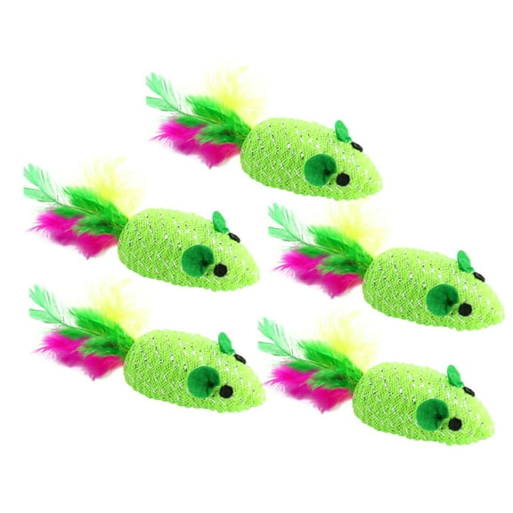 5pcs Woven Feather Mouse Toy for Cat Playing Props Interactive Teaser