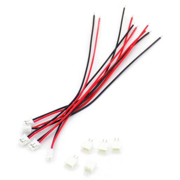 5pcs ZH 1.5mm 2p 2-pin Power Harness Plug Red Black 10cm 28AWG