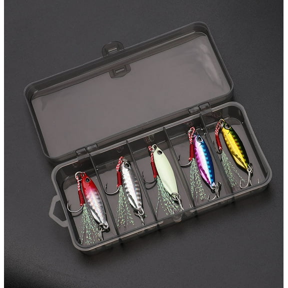 5pcs/box Metal Cast Jig Spoon Bass 7G-20G Shore Casting Jigging Fishing Lures
