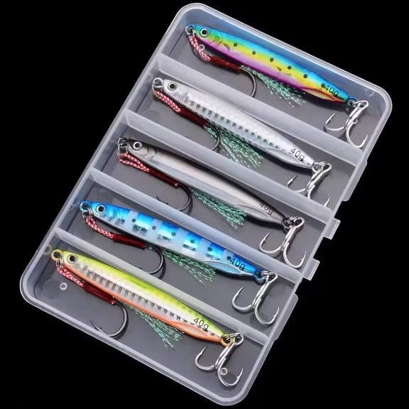 5pcs/box Pencil Bait Sink Metal Casting Fixture 7G/10G/21G/30G/40G Shore Throwing Sea Bass Bait Artificial Bait Fishing Tackle