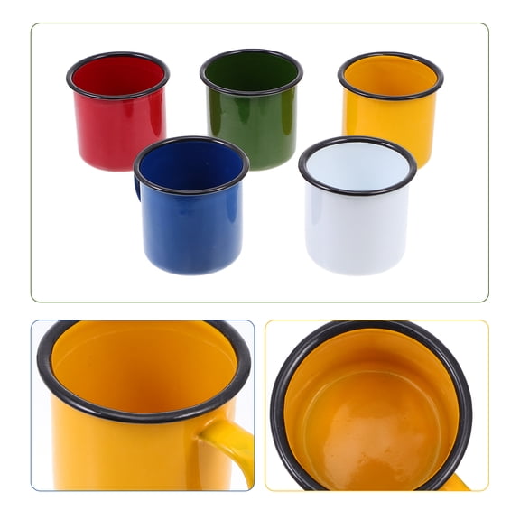 WHAMVOX 5Pcs Wine Cups Enamel Mugs Vintage Wide Mouth Round Rim for Men Women Drinking Water Coffee Juice Milk Beverages 2 55X2 55X2 36in