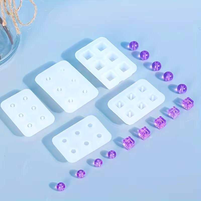 5pcs, cost-effective DIY silicone mold, 6-grid ball earring bracelet made with glue, mirror effect, a must-have for handmade jewelry