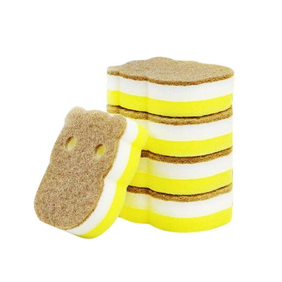 5pcs decontamination dishwashing sponge three layer cleaning brush reusable cleaning dishwashing brush cleaning double sided kitchen scrub brush for with soap holder dish squeegee dish wand gentle