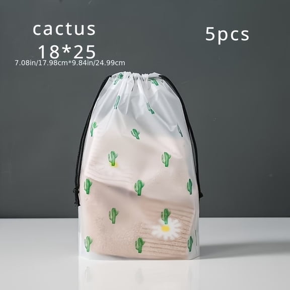 5pcs frosted bundle pockets, towels, socks, plastic packaging bags, PE thickened drawstring bags, underwear packaging bundle pockets