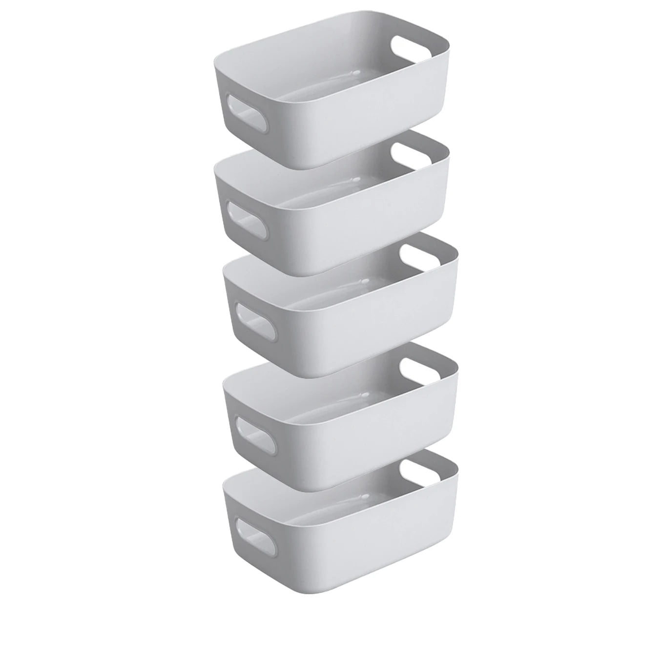 5pcs grey Stackable Storage Box Set,Rectangular Plastic Organizer ...